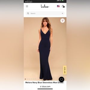 Lulu’s Navy Melora Sleeveless Maxi Dress.  Size medium.